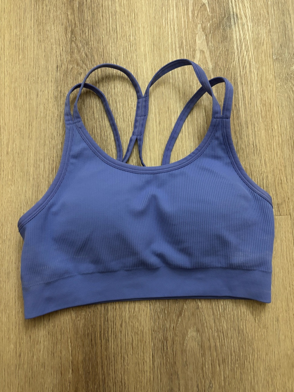 Zella Ribbed Strappy Sports Bra - Periwinkle